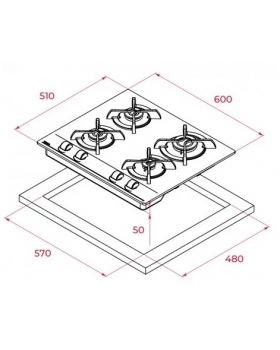 Газовая варочная поверхность Teka GBC64000KBNWH (112580019) белое стекло-foto2