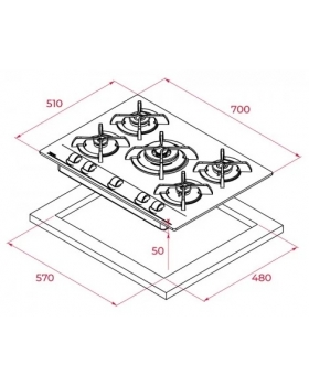Газовая варочная поверхность Teka GBC75030KBN (112580028) черное стекло-foto2